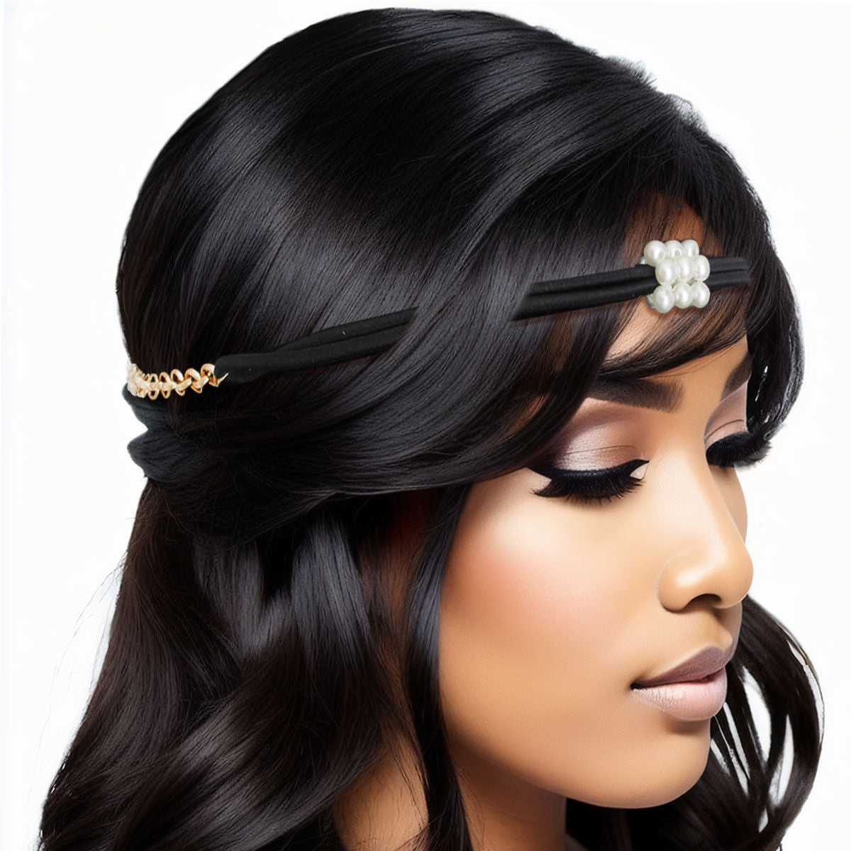 Hair Chain with Gold and Pearl Accents – Stylish Statement Jewelry Accessory